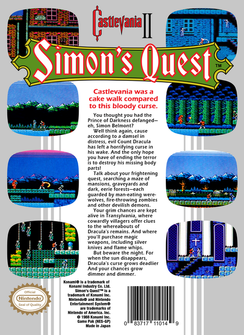 Castlevania II : Simon's Quest — Box back
