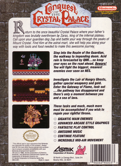 Conquest of the Crystal Palace — Box back