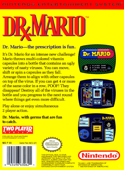 Dr. Mario — Box back