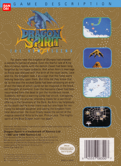 Dragon Spirit : The New Legend — Box back