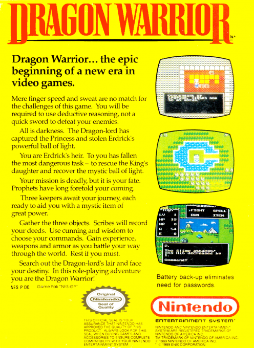 Dragon Warrior — Box back