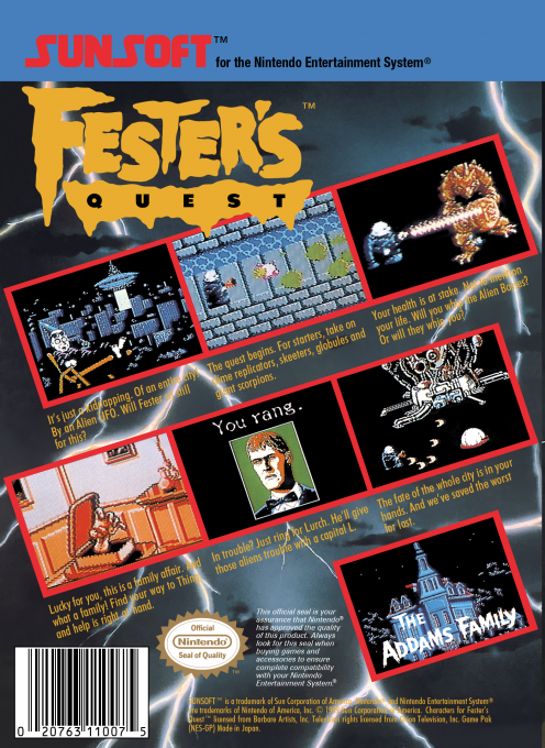 Fester's Quest — Box back