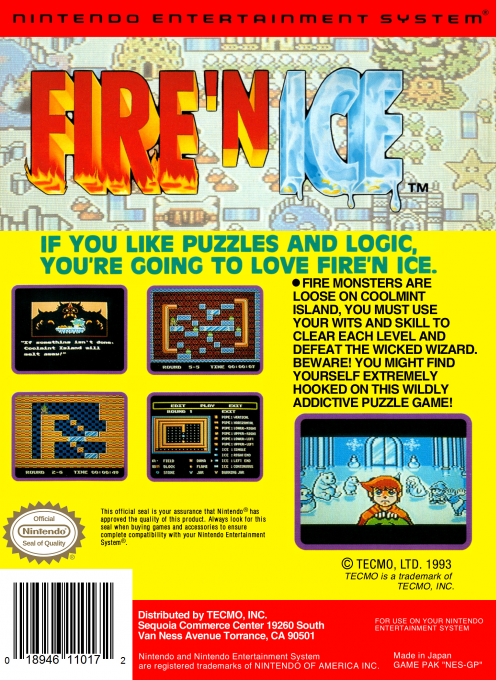 Fire 'n Ice — Box back