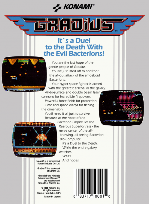 Gradius — Box back