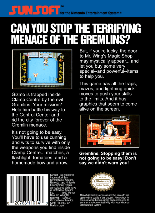 Gremlins 2 : The New Batch — Box back