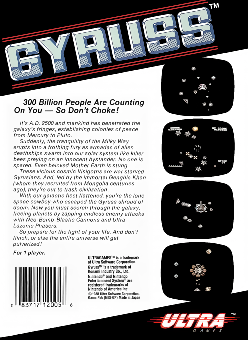 Gyruss — Box back