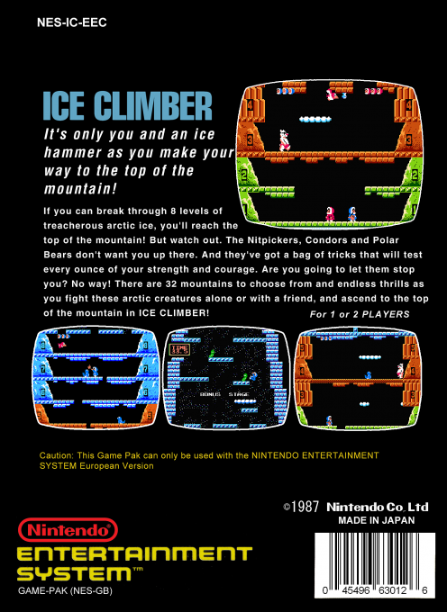 Ice Climber — Box back