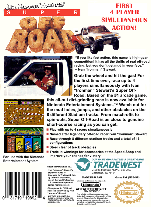 Ivan "Ironman" Stewart's Super Off Road — Box back