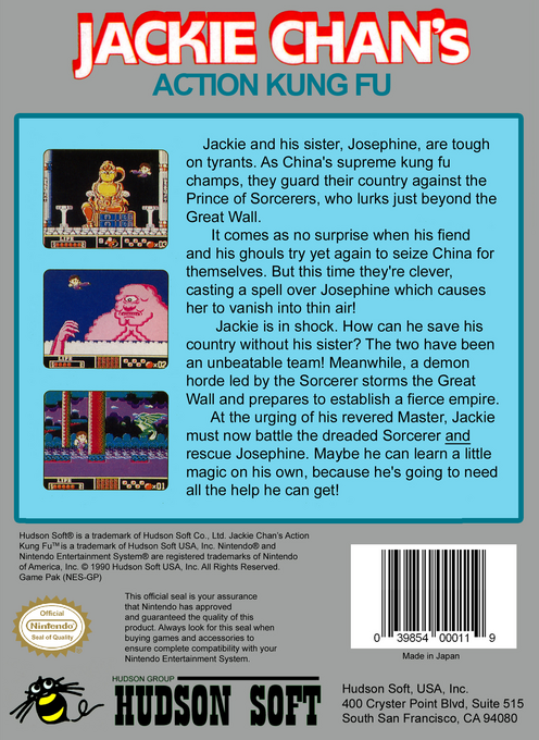 Jackie Chan's Action Kung Fu — Box back