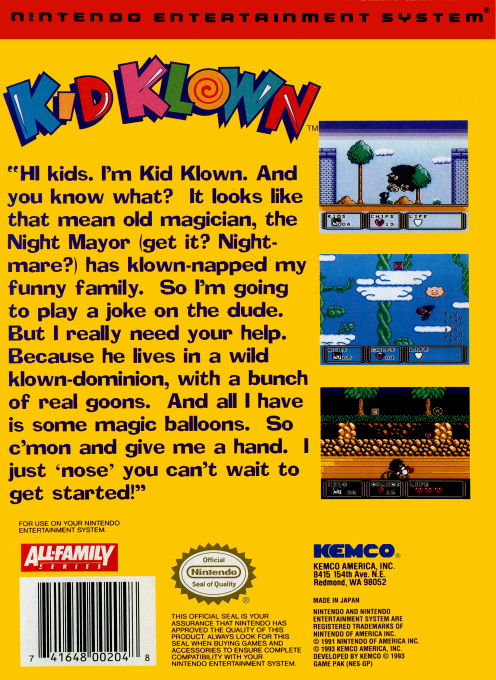 Kid Klown in Night Mayor World — Box back