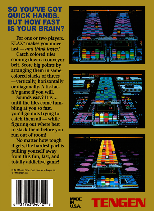 Klax — Box back