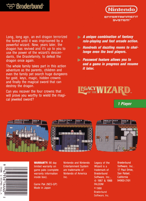 Legacy of the Wizard — Box back