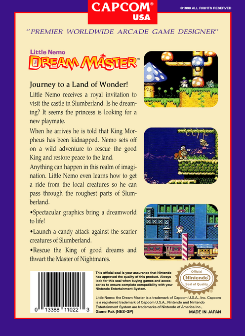 Little Nemo : The Dream Master — Box back