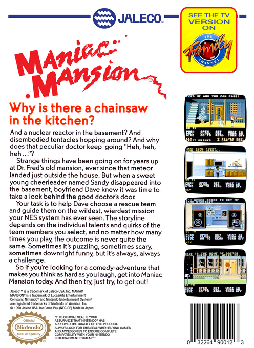 Maniac Mansion — Box back