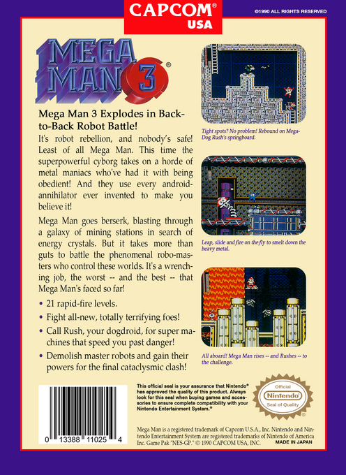 Mega Man 3 — Box back