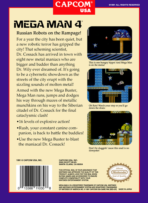 Mega Man 4 — Box back