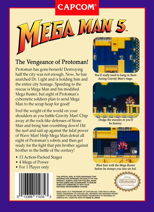Mega Man 5 — Box back