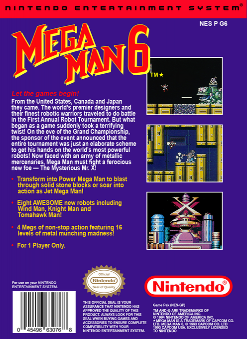 Mega Man 6 — Box back