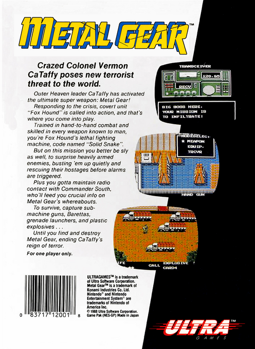 Metal Gear — Box back