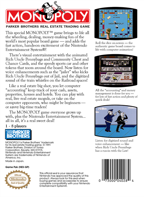 Monopoly — Box back