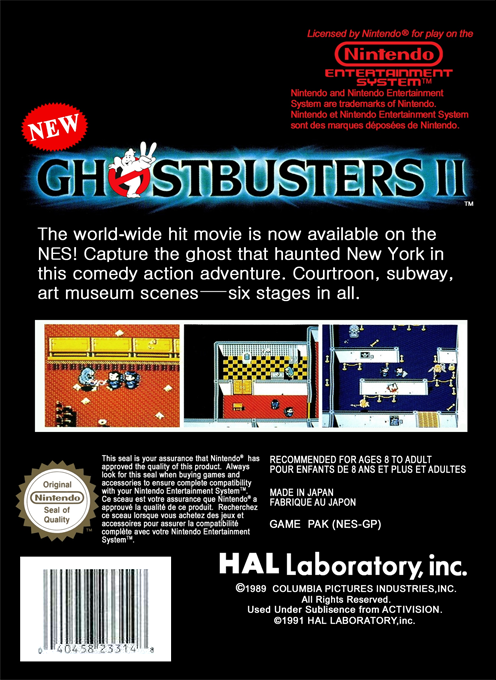 New Ghostbusters II — Box back