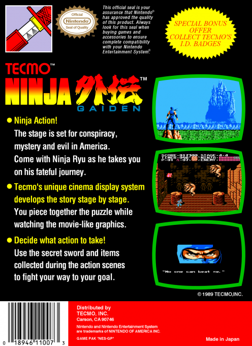 Ninja Gaiden — Box back