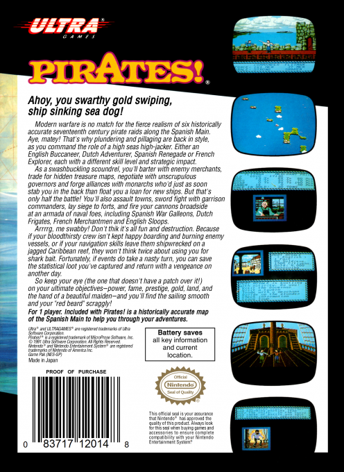 Pirates! — Box back