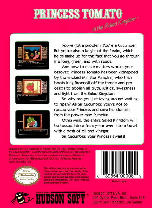 Princess Tomato in the Salad Kingdom — Box back