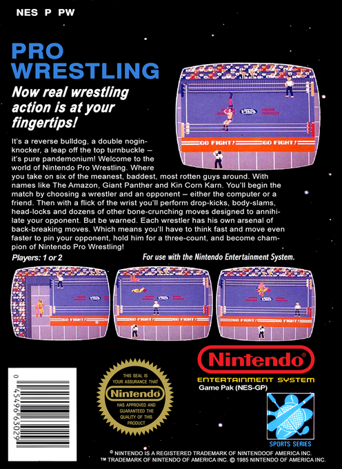 Pro Wrestling — Box back