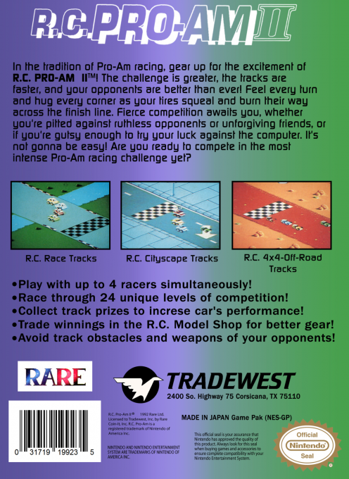 R.C. Pro-Am II — Box back