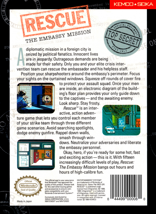 Rescue : The Embassy Mission — Box back