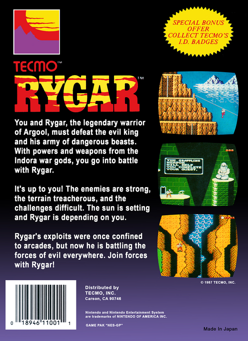 Rygar — Box back