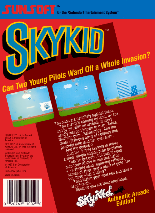 Sky Kid — Box back