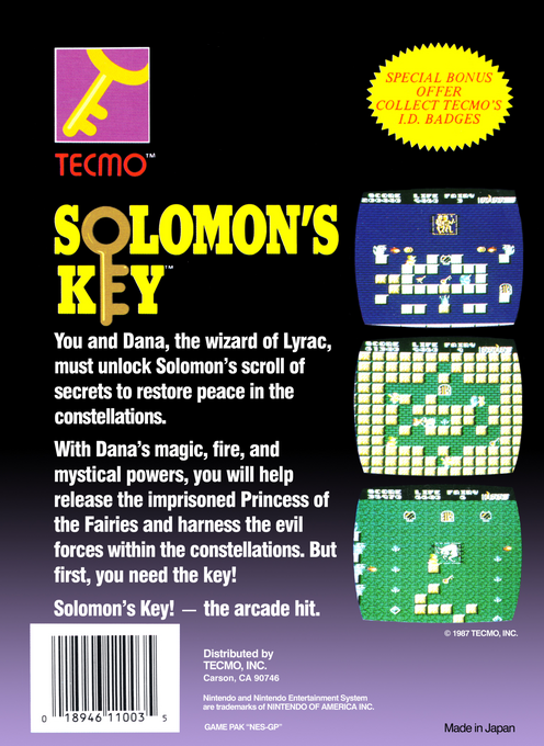 Solomon's Key — Box back