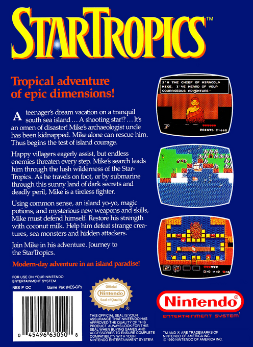 StarTropics — Box back