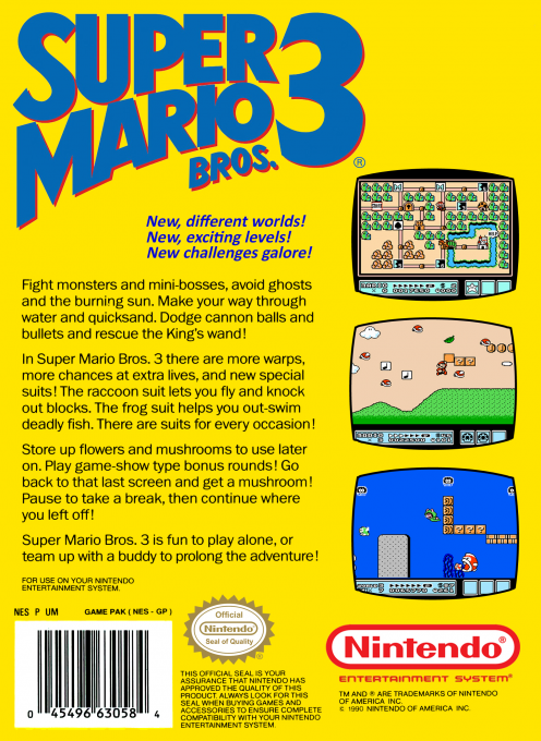 Super Mario Bros. 3 — Box back