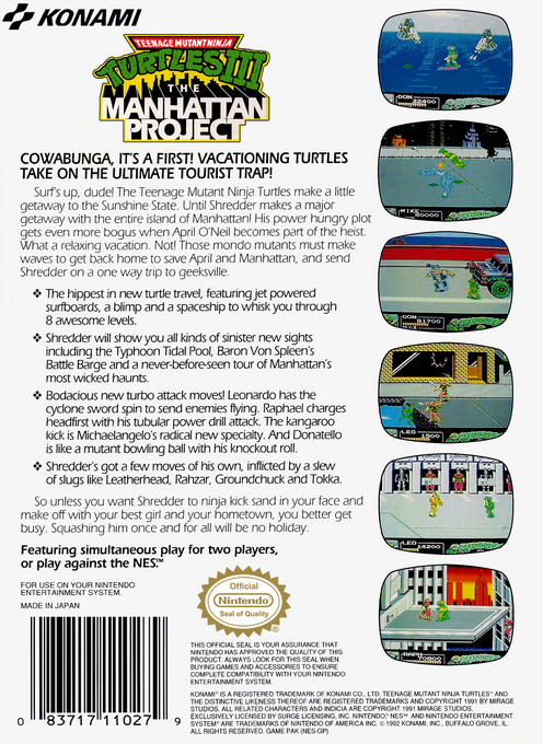 Teenage Mutant Ninja Turtles III : The Manhattan Project — Box back