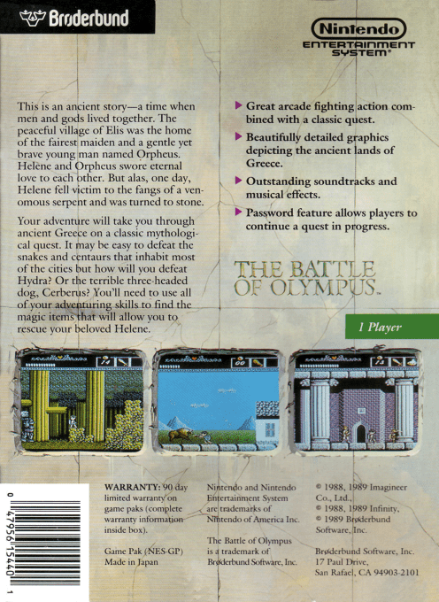 The Battle of Olympus — Box back