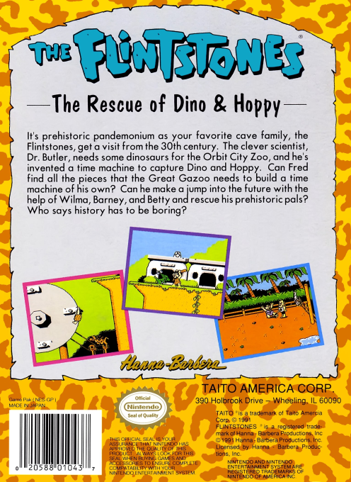 The Flintstones : The Rescue of Dino & Hoppy — Box back