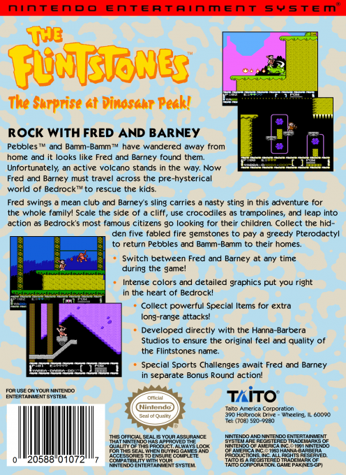 The Flintstones : The Surprise at Dinosaur Peak — Box back
