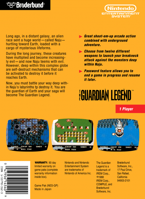 The Guardian Legend — Box back