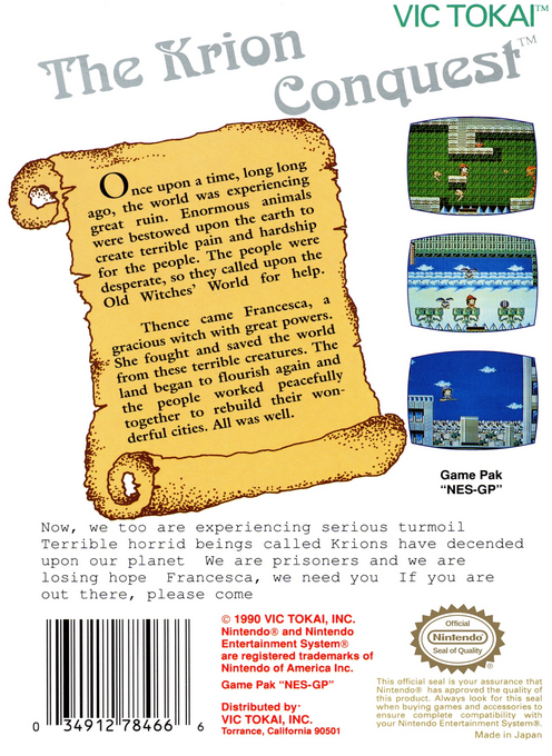 The Krion Conquest — Box back