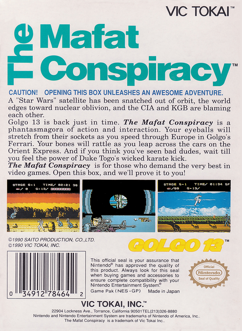The Mafat Conspiracy — Box back