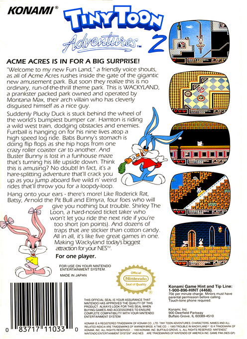 Tiny Toon Adventures 2 : Trouble in Wackyland — Box back