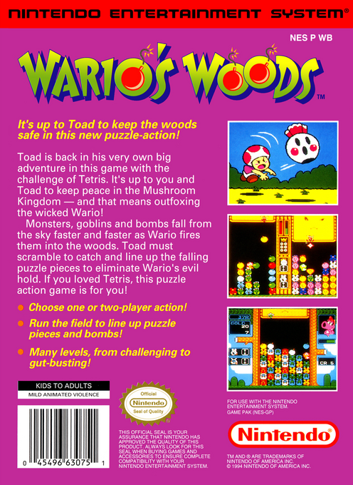 Wario's Woods — Box back