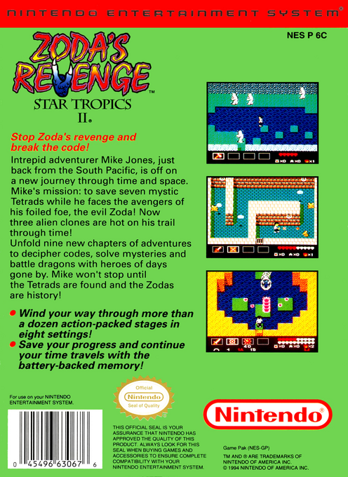 Zoda's Revenge : StarTropics II — Box back
