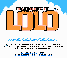 Adventures of Lolo — Title screen