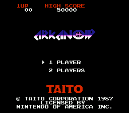 Arkanoid — Title screen