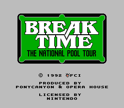 Break Time : The National Pool Tour — Title screen