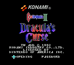 Castlevania III : Dracula's Curse — Title screen